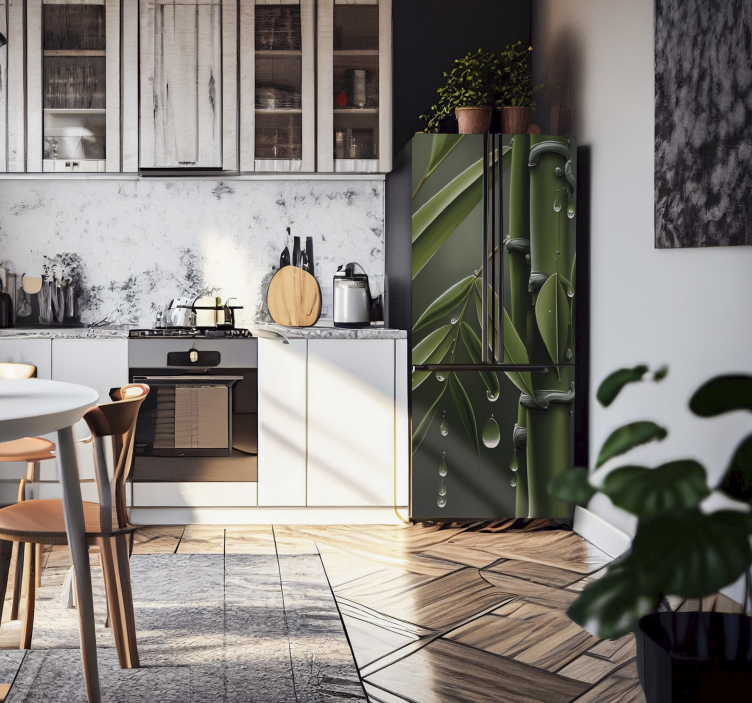 Kühlschrank Aufkleber vinyl-Bambus mit Tropfen - TenStickers