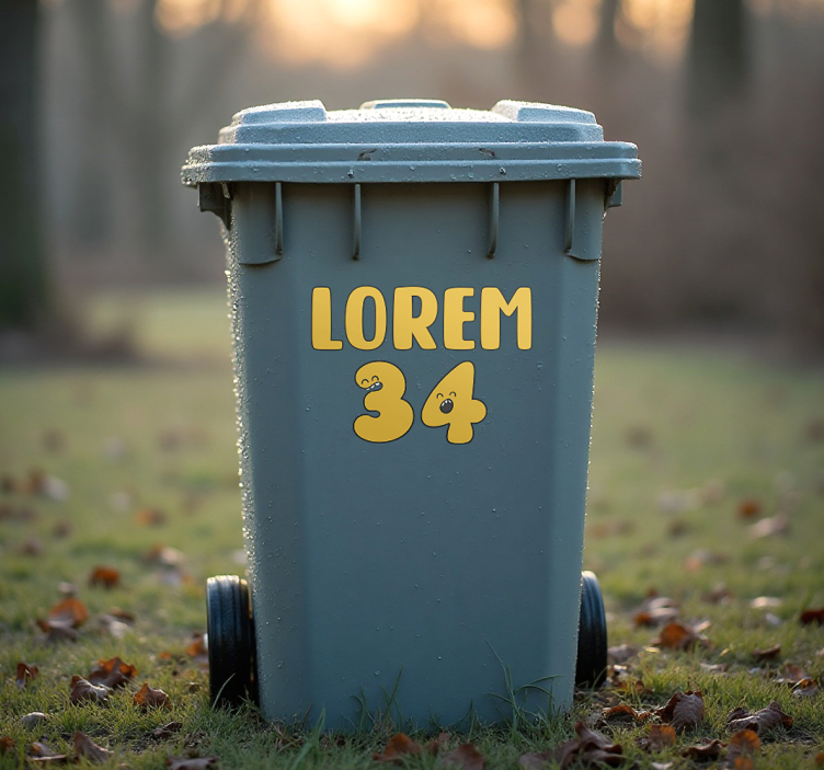 Aufkleber mülltonne mit verspielten zahlen gesichtern - TenStickers