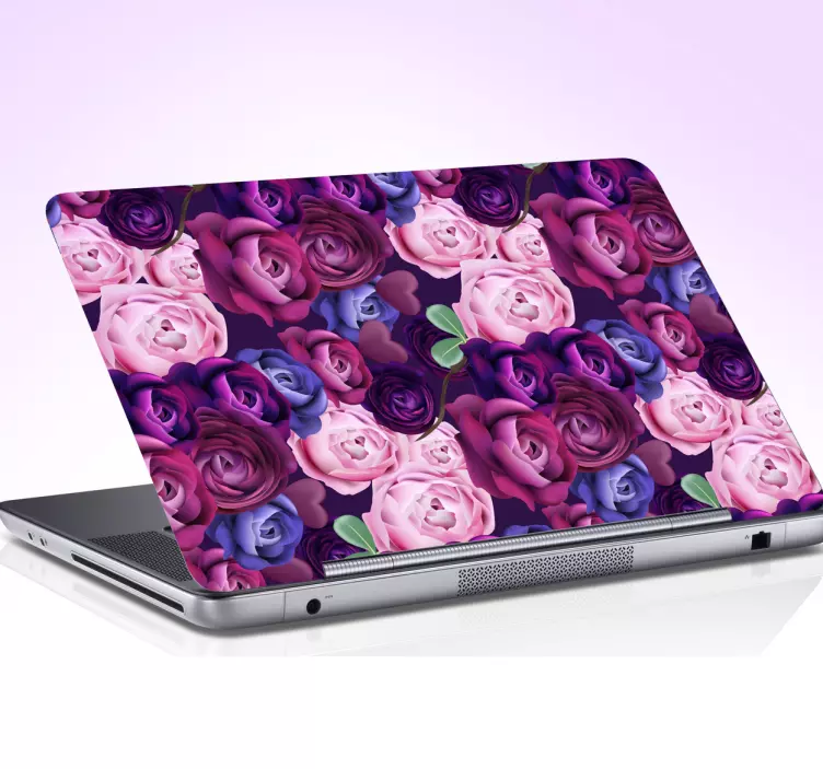 Aufkleber Blumen violett Laptop - TenStickers