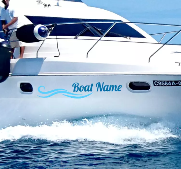 Aufkleber Marine welle Boot Name - TenStickers