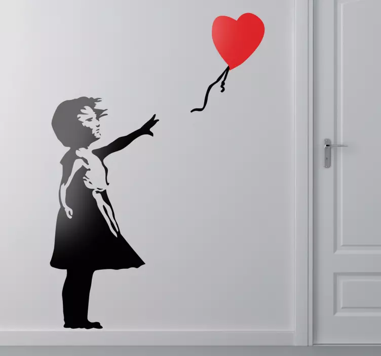 Banksy Wandtattoo Mädchen mit Herzluftballon - TenStickers