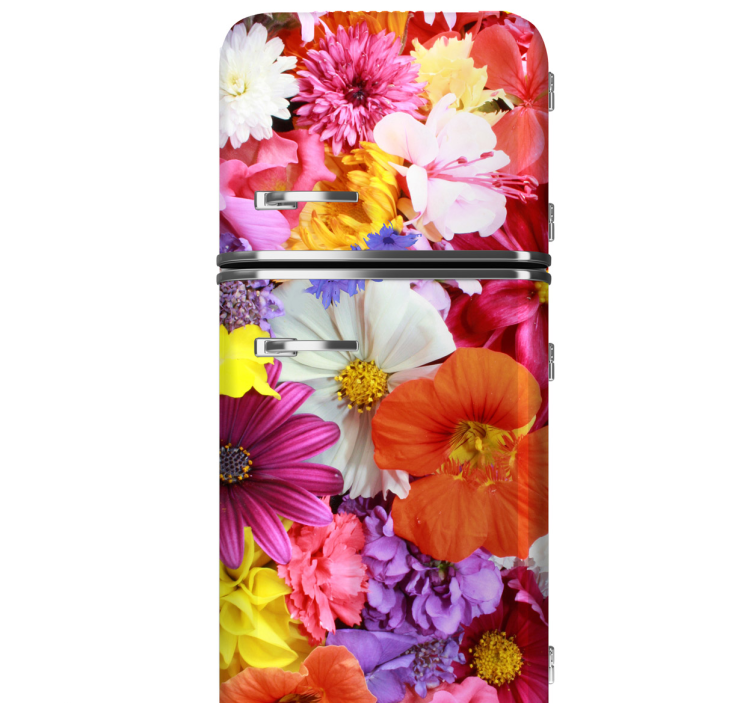Bunte Blumen Kühlschrank Folie - TenStickers