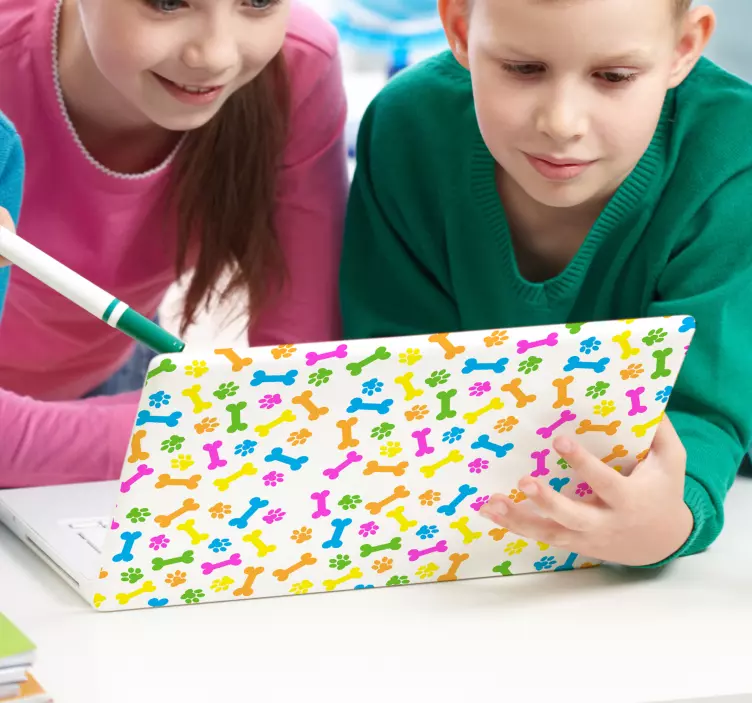 Buntes Knochen Muster Notebook Aufkleber - TenStickers
