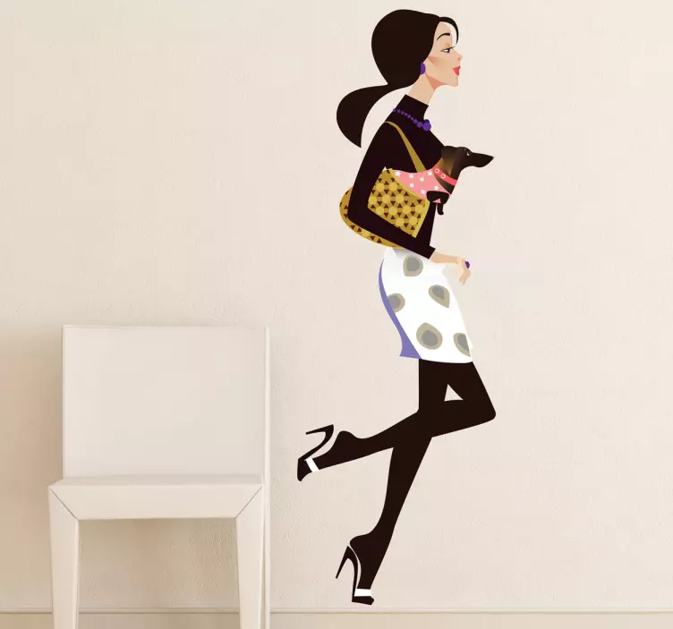 Diva mit Hund Aufkleber - TenStickers