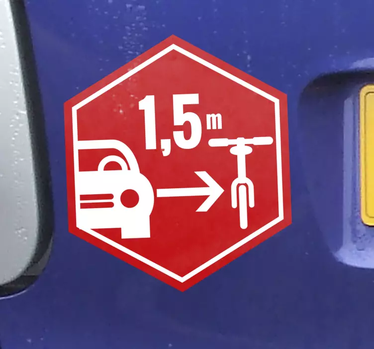 Autoaufkleber Abstand zu Radfahrern - TenStickers