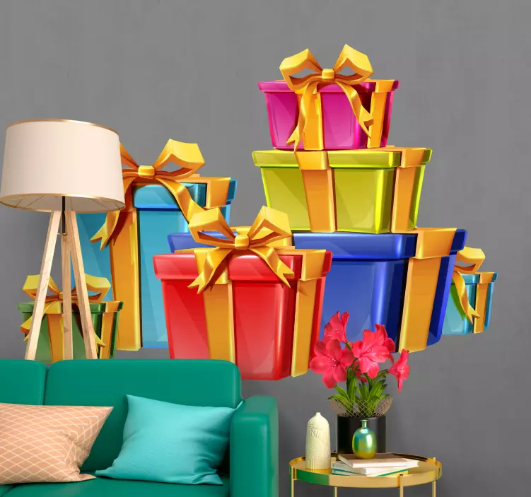 Weihnachtssticker bunte geschenkboxen - TenStickers
