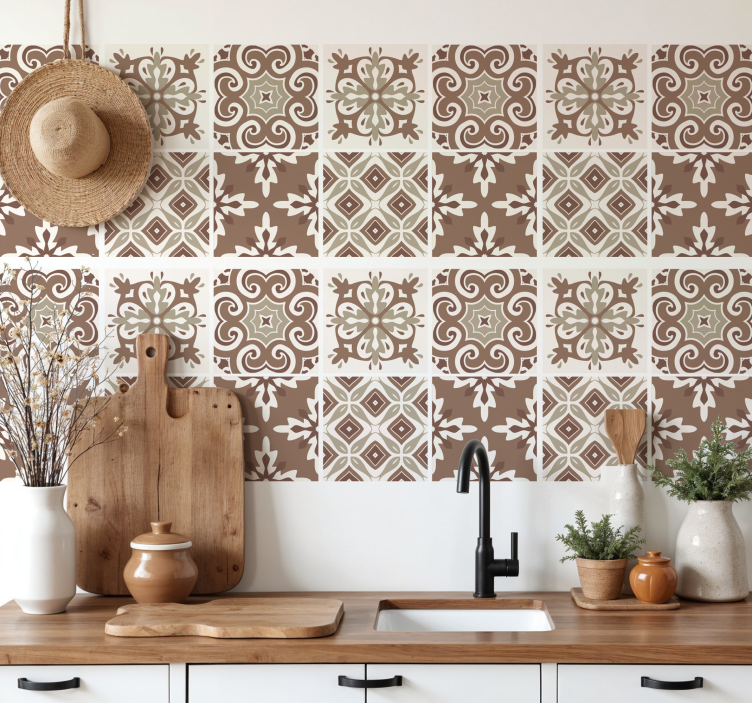 Fliesenaufkleber hydraulische mocha mousse - TenStickers