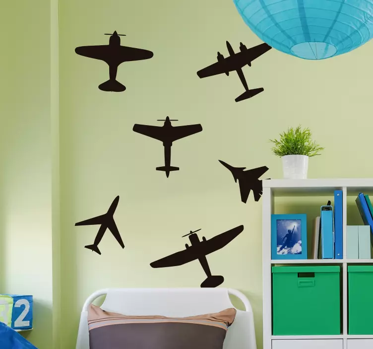Flugzeug Silhouetten Wandaufkleber Set - TenStickers