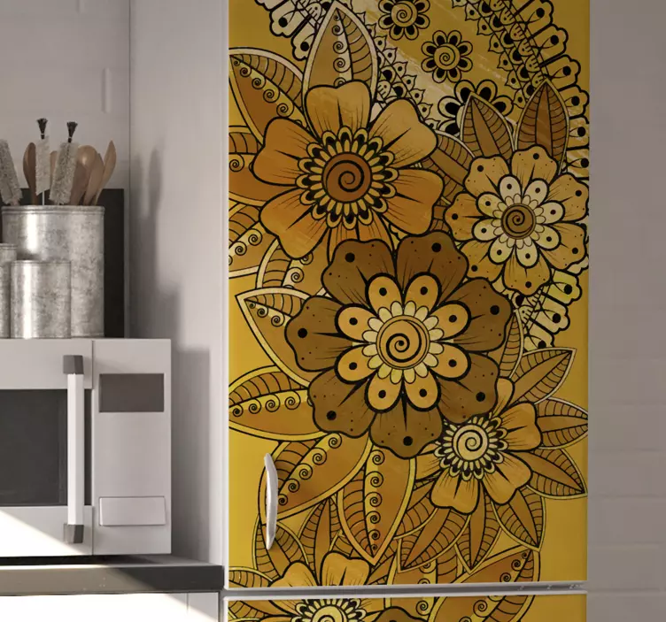 Kühlschrank Folie kräftiges blumenmuster - TenStickers