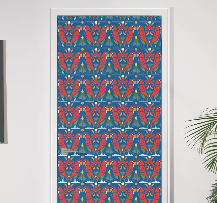 Folie Tür lebendiges vogelmotiv - TenStickers