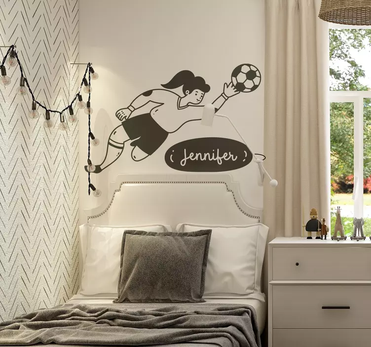 Fußball Sticker Torwart Mädchen personalisiert - TenStickers