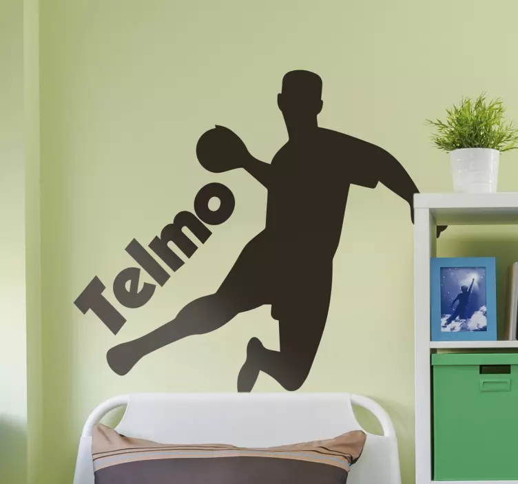 Handball Spieler Silhouette Wandaufkleber mit Namen - TenStickers