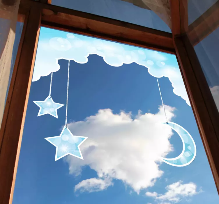 Hängender Mond und Sterne Aufkleber - TenStickers