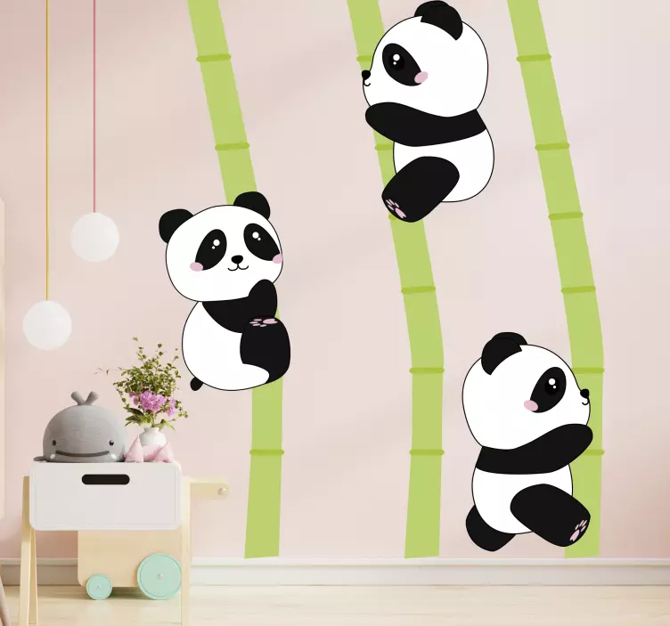 Katzen sticker mit charmanten panda statuen - TenStickers