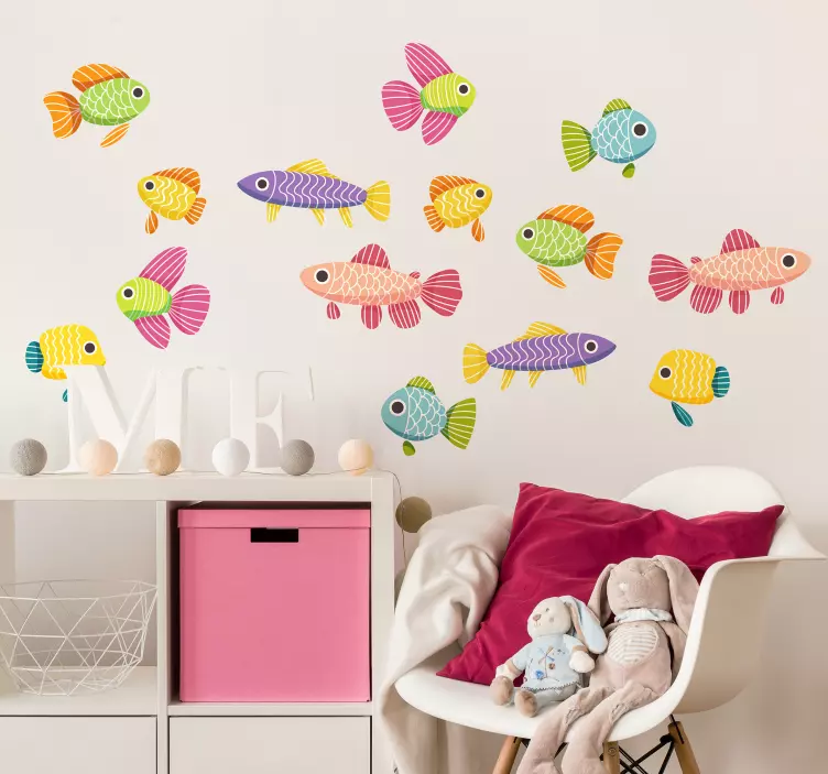 Kinder Wandtattoo Farbenfrohe Fische - TenStickers