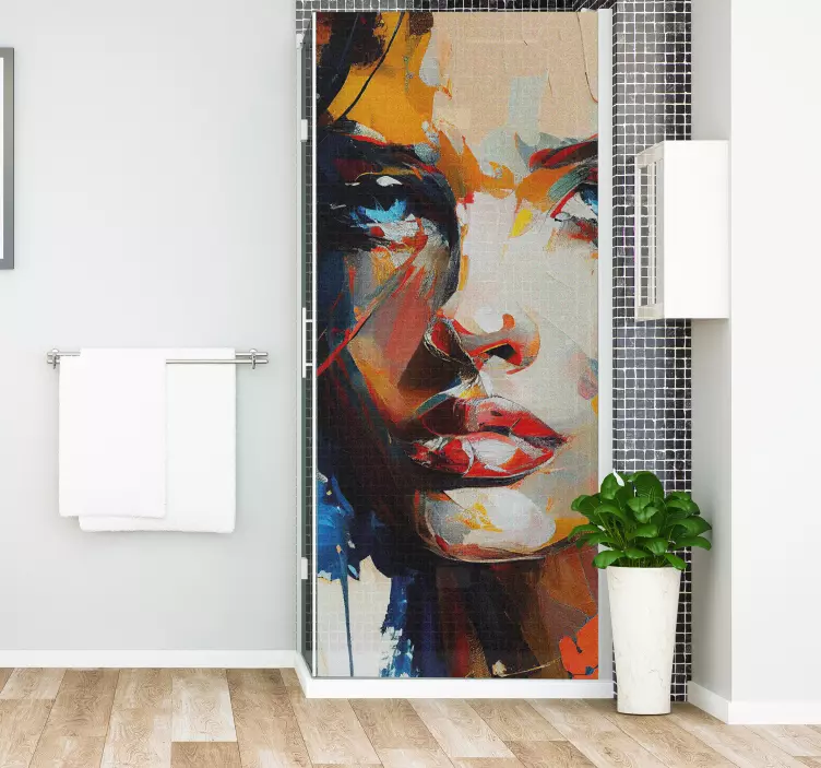 Folie Duschkabine bunte Frauengesicht - TenStickers