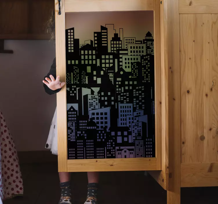 Klebefolie Möbel Mehrfarbige Stadt - TenStickers