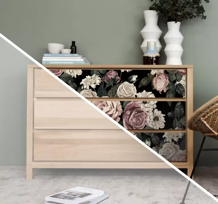 Möbelfolie  Muster von großen rosen - TenStickers