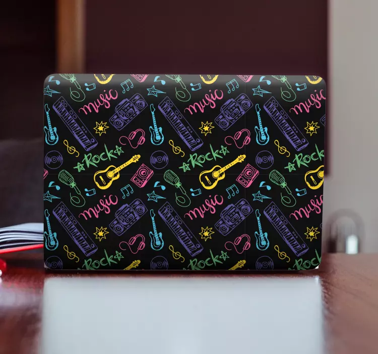 Laptop Aufkleber bunte musiksymbole - TenStickers