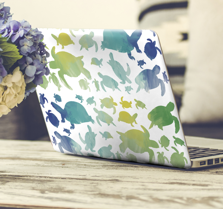 Laptop Aufkleber bunte schildkrötensilhouetten - TenStickers