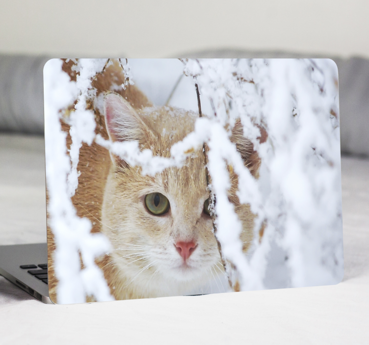 Laptop aufkleber schneekatzen gesicht - TenStickers
