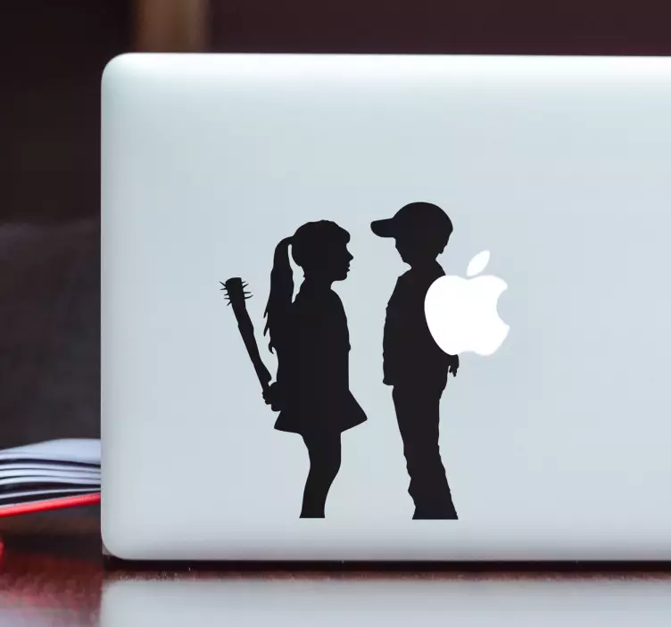 Laptop Sticker interaktion mit der silhouette im kindesalter - TenStickers