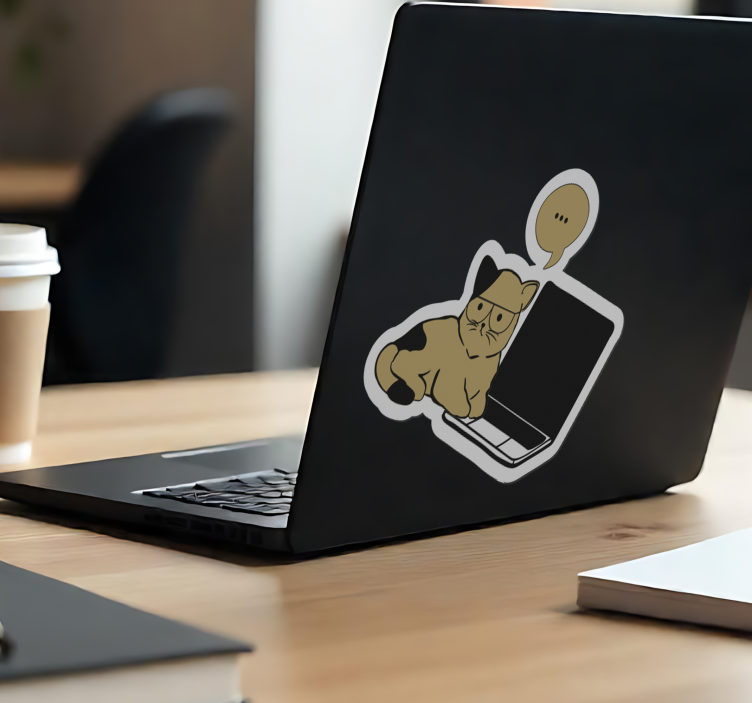 Laptop Sticker braune katze denkt - TenStickers