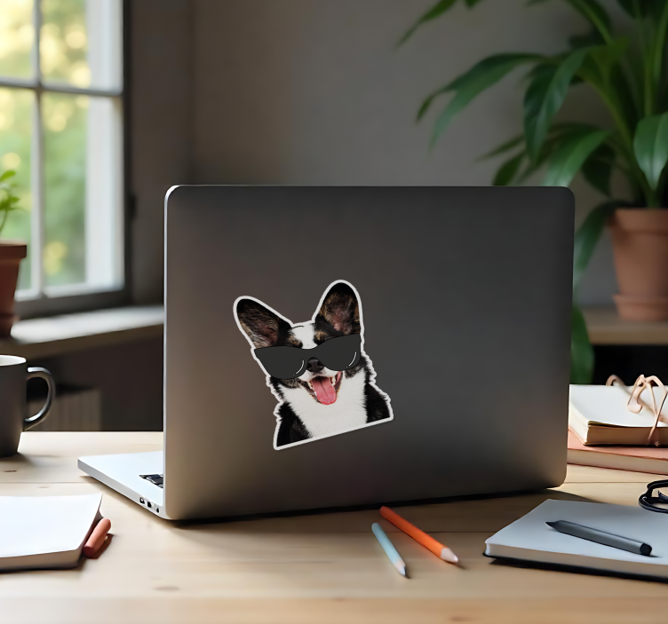 Laptop Sticker sonnenbrille lustiger hund - TenStickers