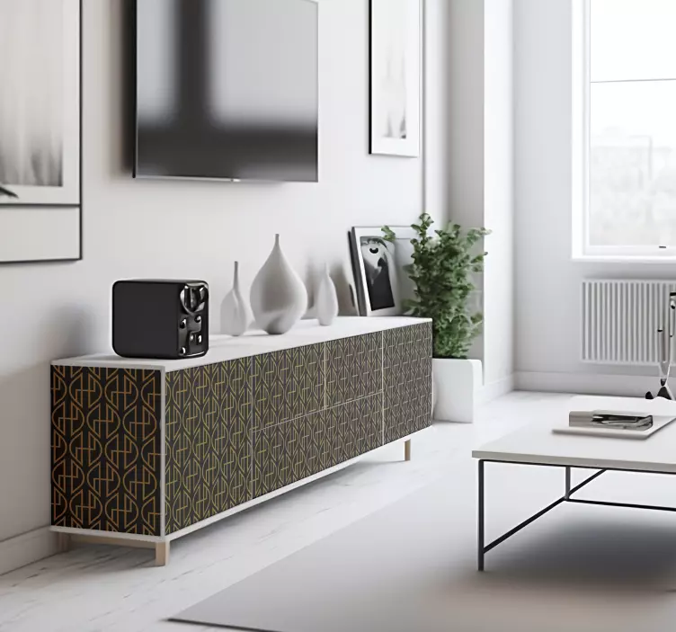 Möbel Aufkleber Schwarze und Goldene Linien - TenStickers