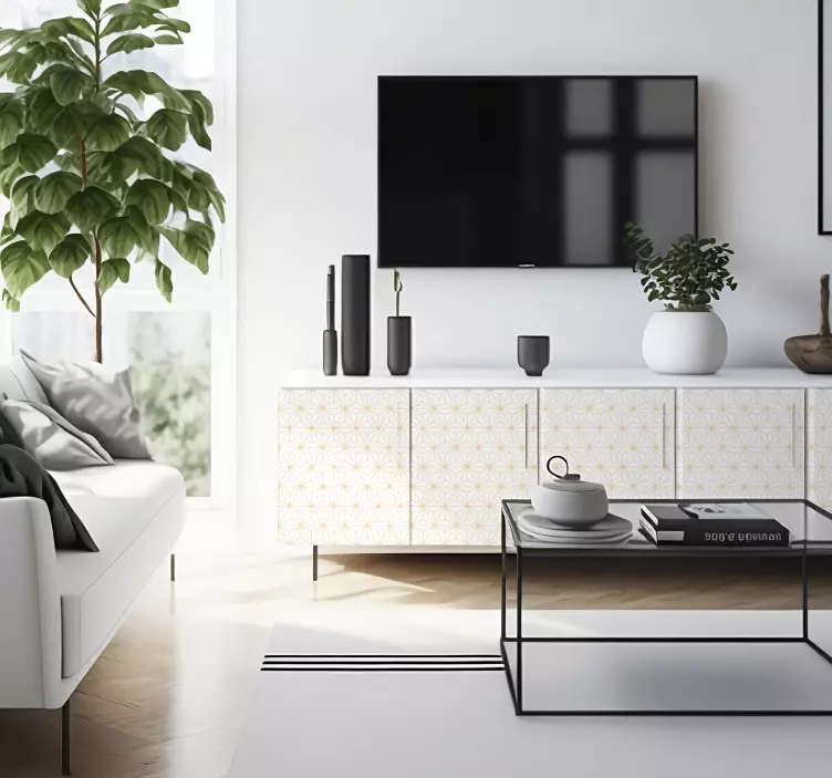 Möbel Aufkleber Weiße und Goldene Linien - TenStickers