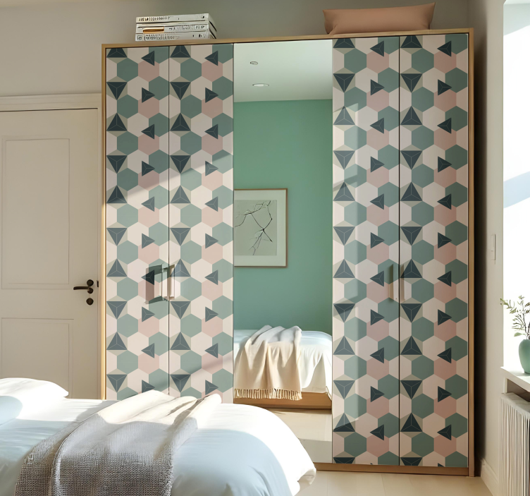 Möbelfolie rosa und grüne sechsecke - TenStickers