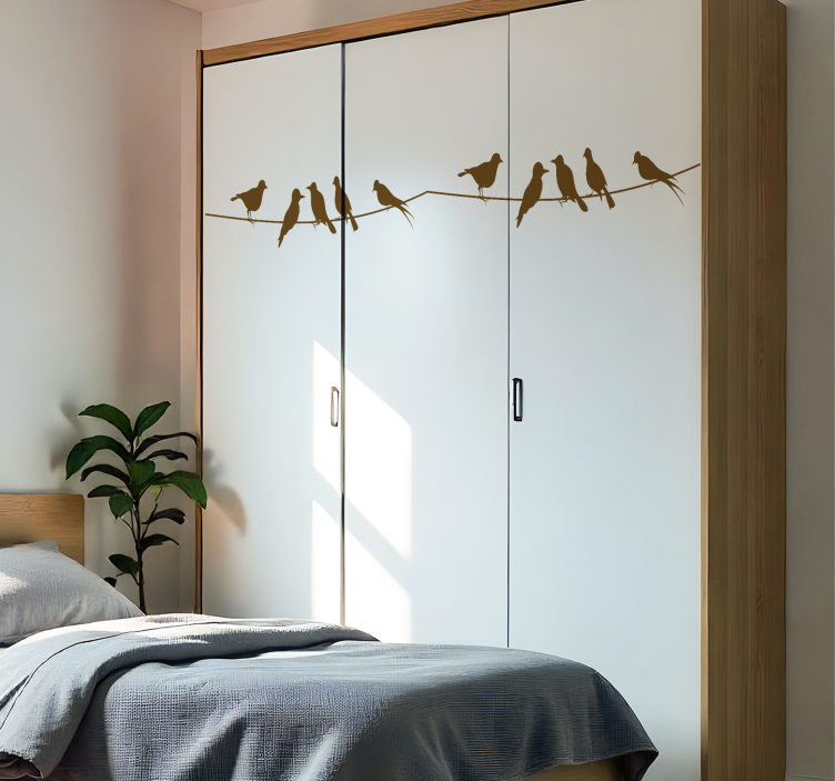 Möbelfolie vögel auf draht - TenStickers