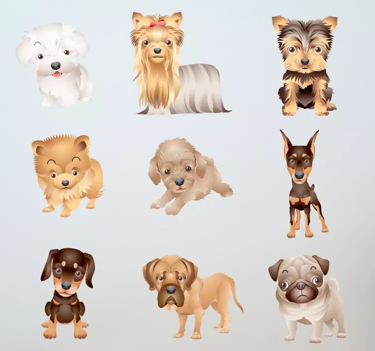 Neun Hunde Aufkleber - TenStickers