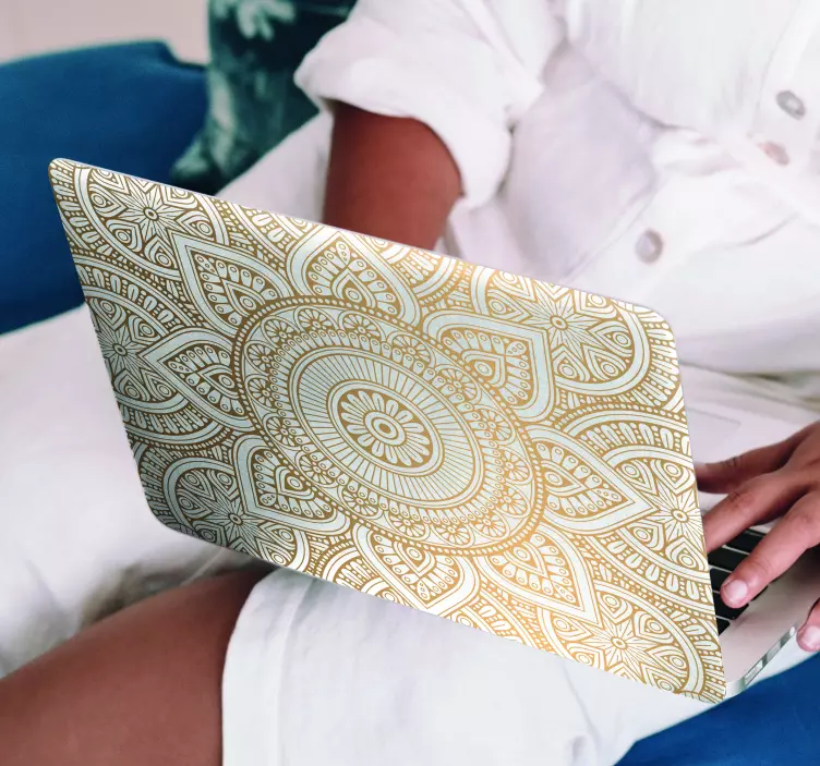 Goldenes Mandala Laptop Sticker - TenStickers