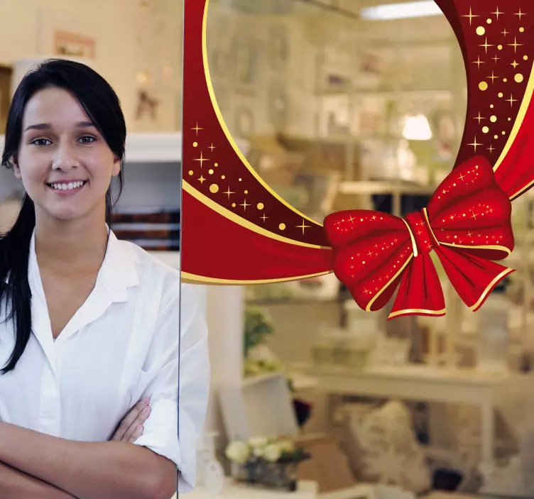 Geschenkschleife Schaufensteraufkleber Weihnachten - TenStickers