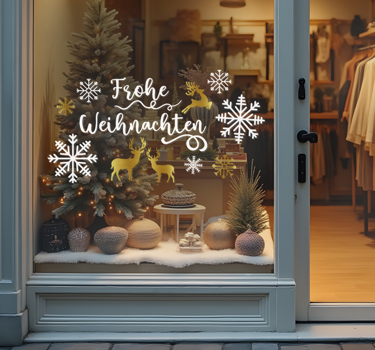 Schaufenster Folie goldene hirsche landschaft - TenStickers