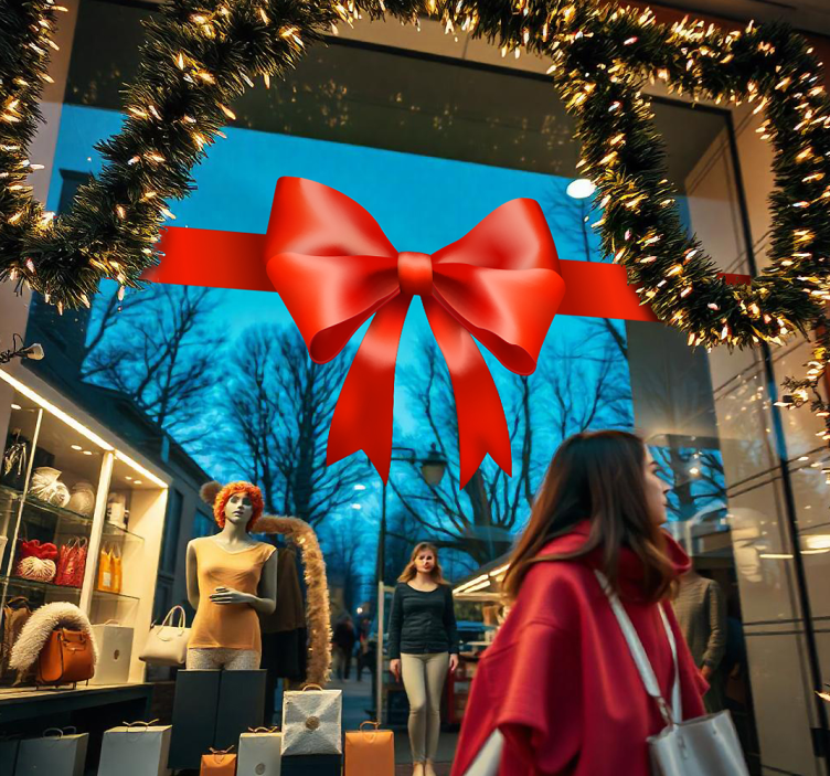 Schaufenster Folie rote geschenkschleife - TenStickers