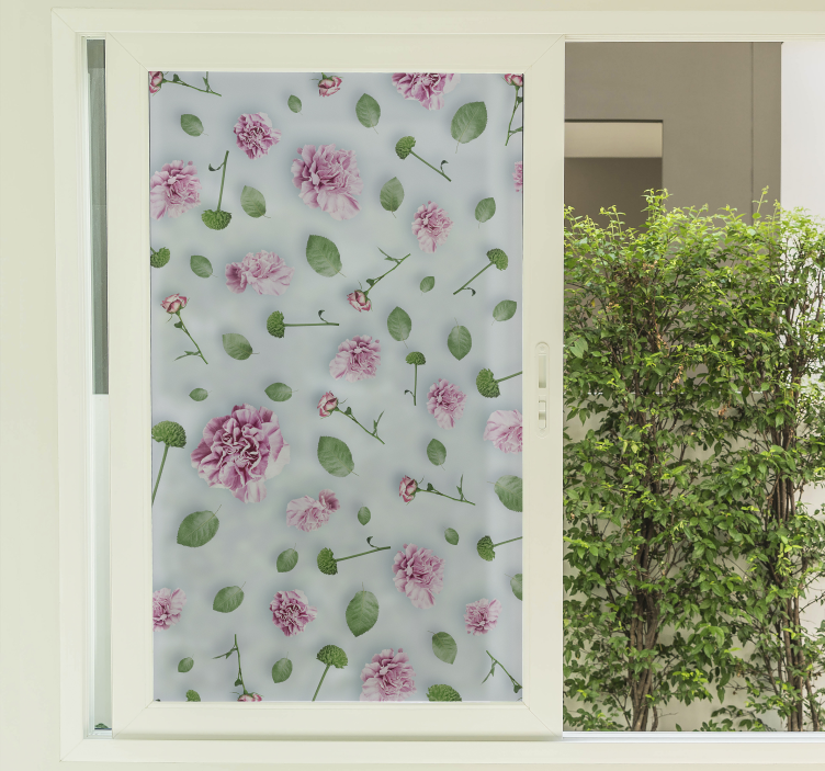 Sichtschutzfolie Fenster mit Pflanzen und Blumen - TenStickers