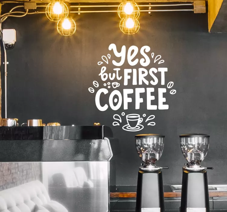 Wandspruch kaffee-zitat-design - TenStickers