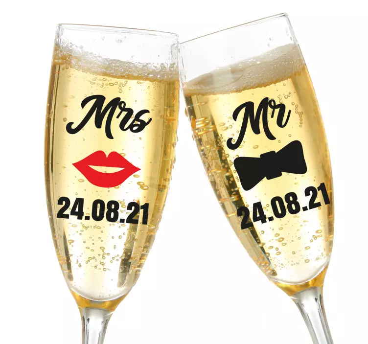 Sticker Hochzeit personalisierte toasts des paares - TenStickers