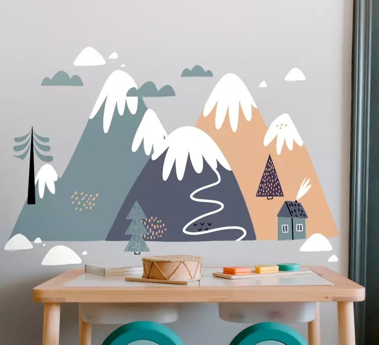 Wandtattoo Kinderzimmer gezeichnete Berglandschaft - TenStickers