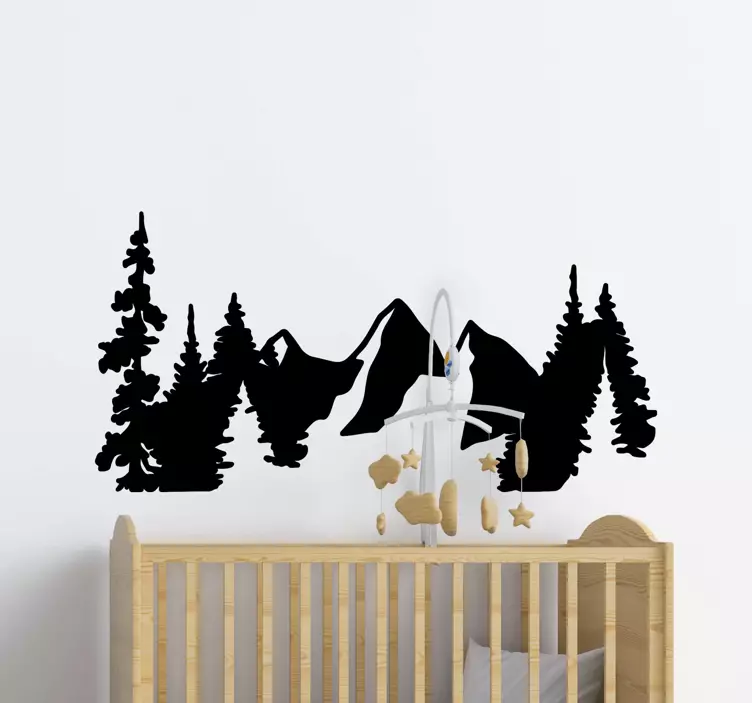 Wandtattoo Natur Wald und berg silhouette - TenStickers