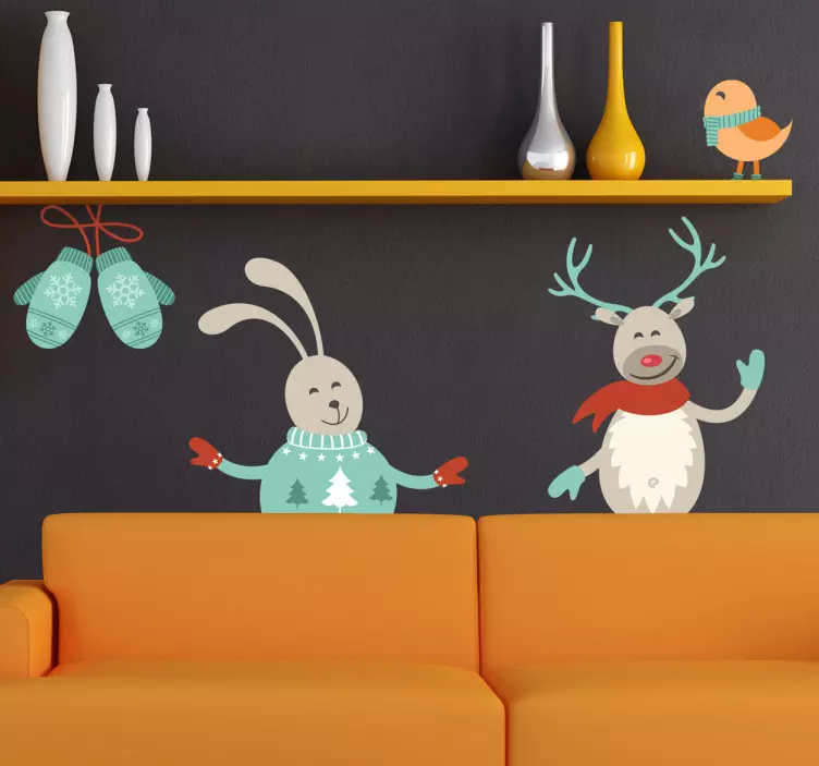 Sticker Set Weihnachten Tiere - TenStickers