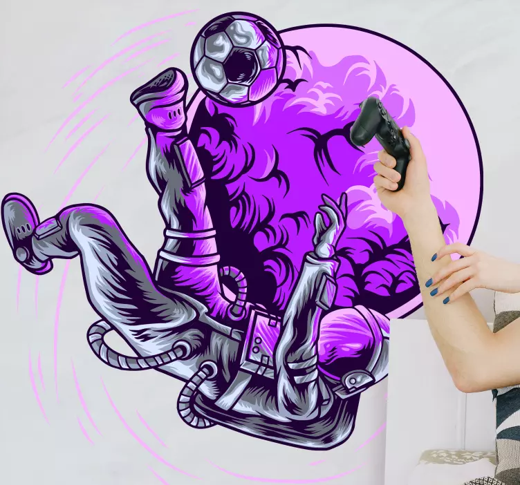 Fußball sticker astronaut beim kicken - TenStickers