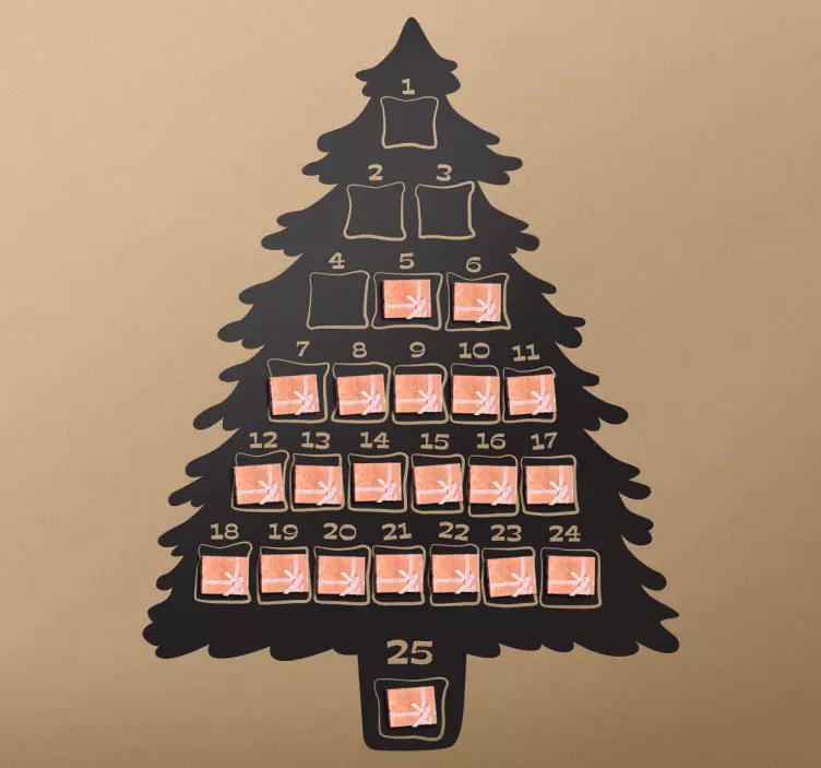 Tannenbaum Adventskalender Sticker - TenStickers