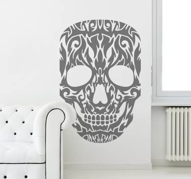 Wandtattoo wohnzimmer tribal totenkopf - TenStickers