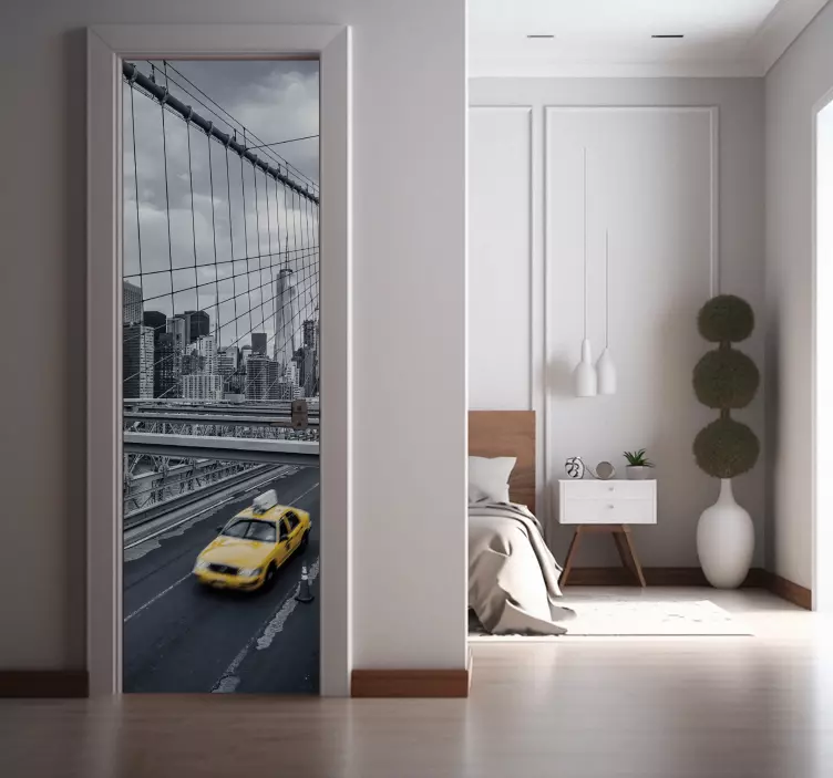 Tür Aufkleber New York Gelber Taxi Design - TenStickers