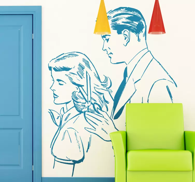 Vintage Friseur Aufkleber - TenStickers