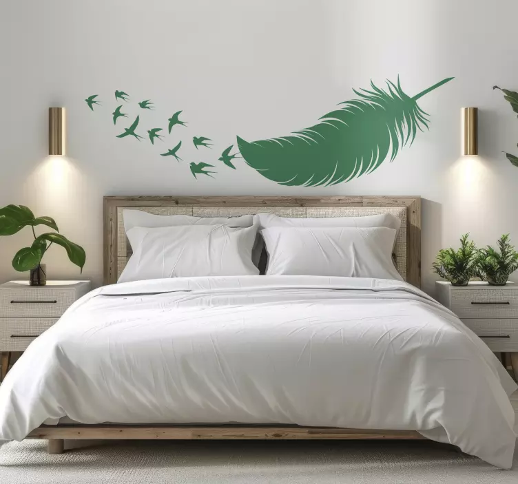 Wandtattoo Schlafzimmer federn und vögel - TenStickers