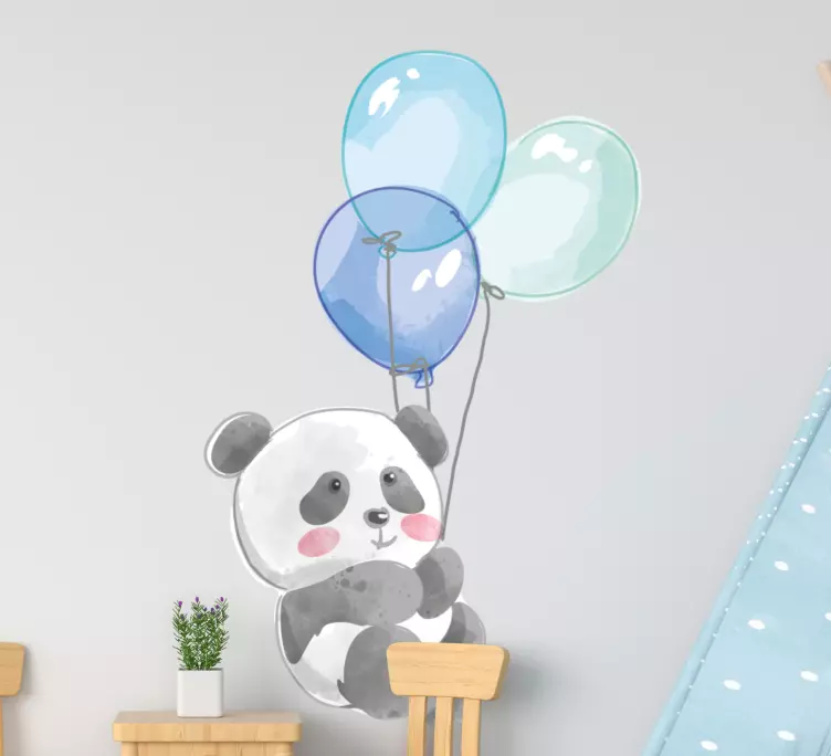 Wandtattoo Zeichnung Babybanda mit drei blauen luftballons. - TenStickers